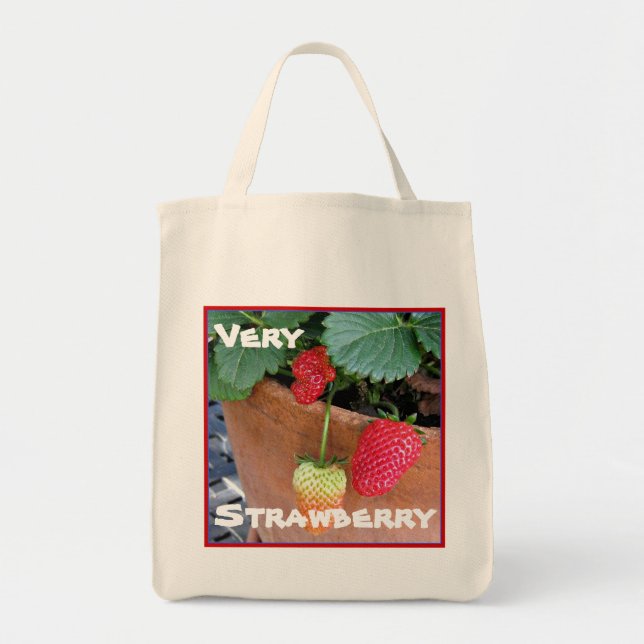 Strawberries Canvas Grocery Jumbo Tote (Front)