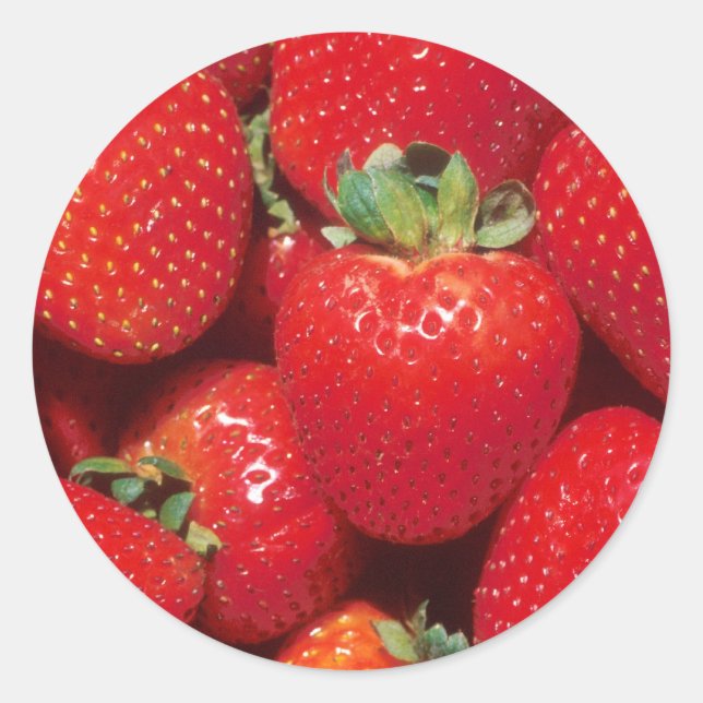 Strawberries Classic Round Sticker (Front)