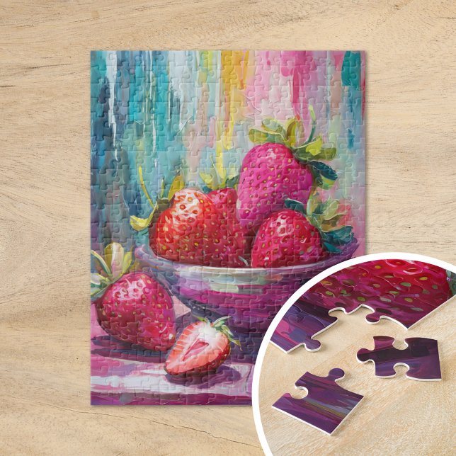 Strawberries Colourful Modern Abstract Painting Jigsaw Puzzle (Creator Uploaded)