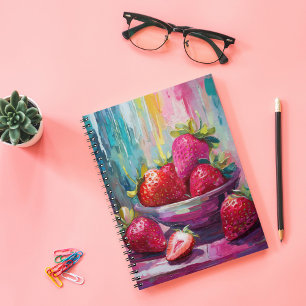 Strawberries Colourful Modern Abstract Painting Notebook