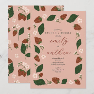 Strawberries Couples Wedding Brunch Shower  Invitation