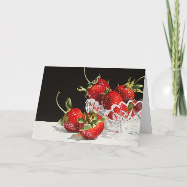 Strawberries & Crystal Greeting Card (Front)
