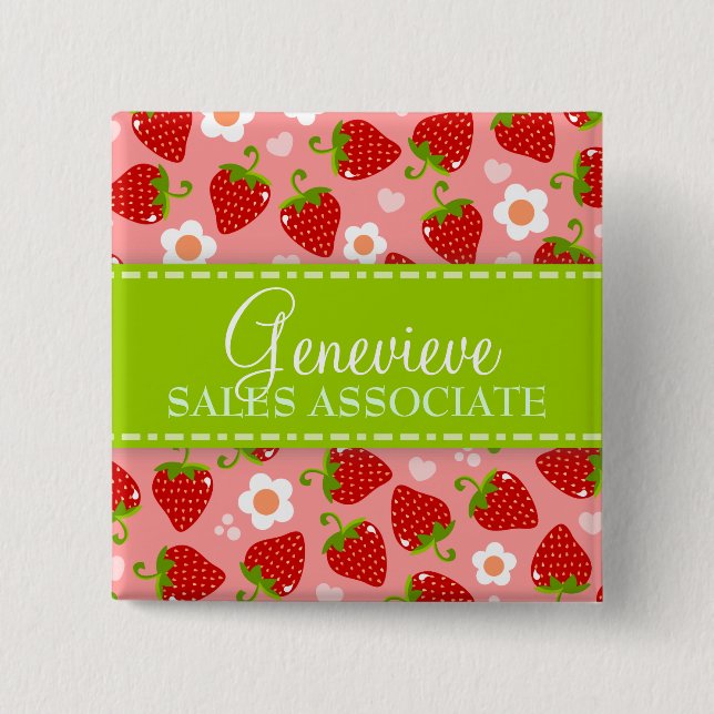 Strawberries Custom Name Badge (Front)