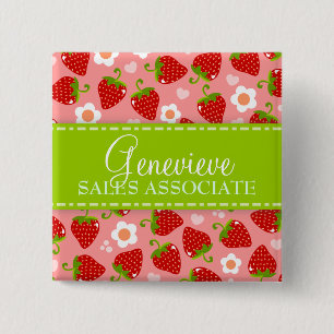 Strawberries Custom Name Badge