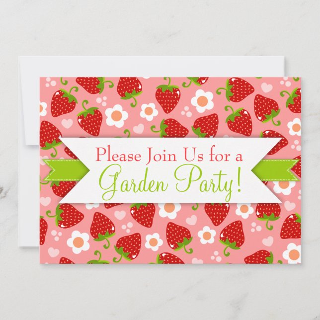 Strawberries Custom Party Invitations (Front)
