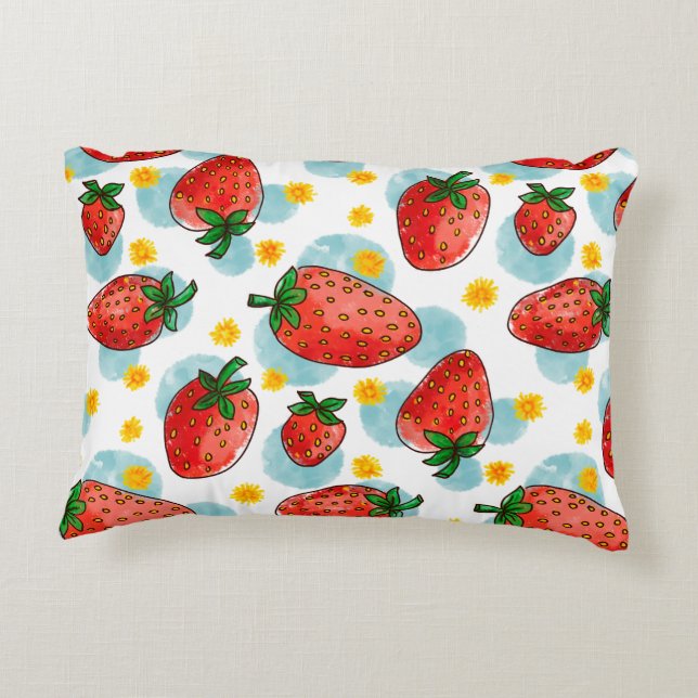 Strawberries & Daisies Decorative Cushion (Back)