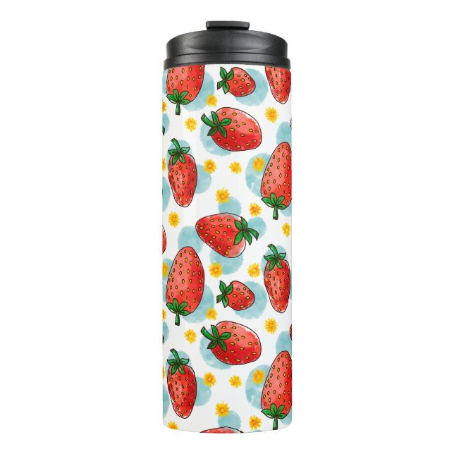Strawberries & Daisies Thermal Tumbler (Front)