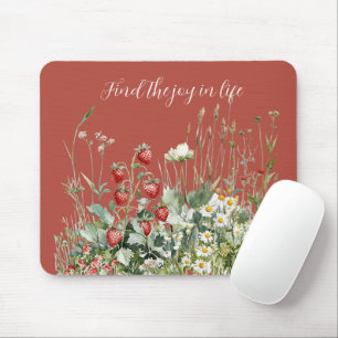 Strawberries Daisy Flowers Mouse Mat