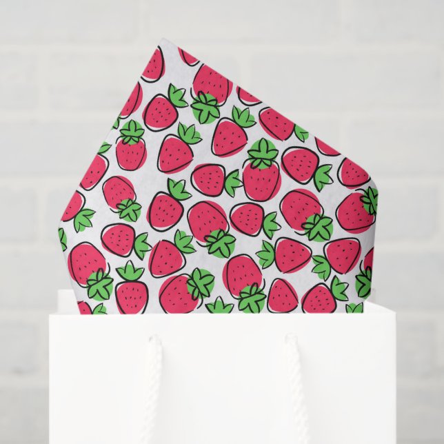 Strawberries Decoupage Paper, Summer Fruit Tissue Paper (Gift Bag)