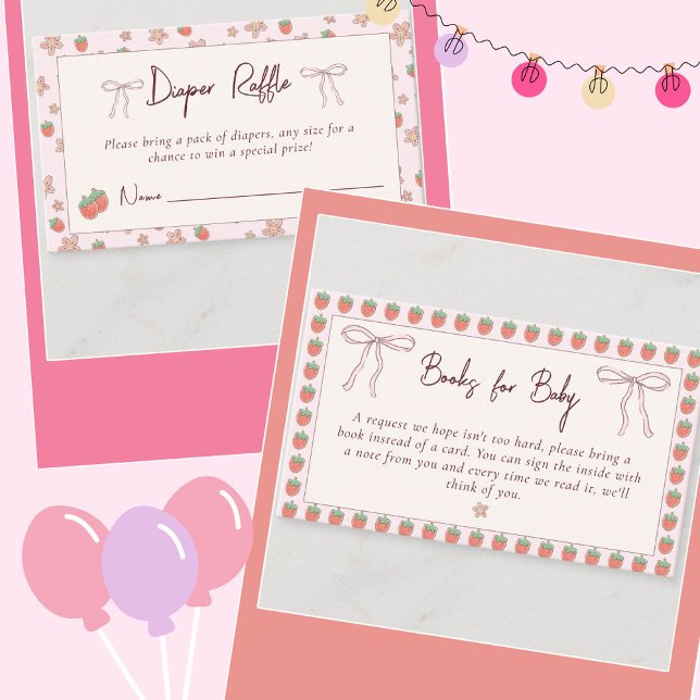 Strawberries Diaper Raffle Summer Baby Shower Enclosure Card (Creator Uploaded)