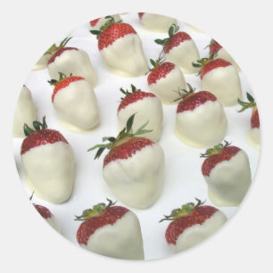 Strawberries dipped in white chocolate classic round sticker