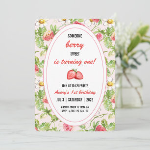 Strawberries Elegant Birthday party Invitation 