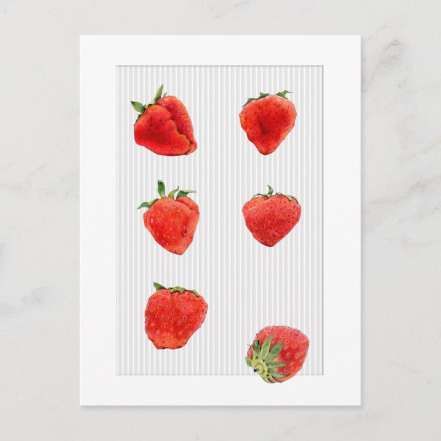 Strawberries Falling grey stripes Postcard (Front)