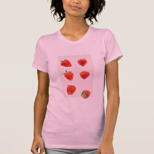 Strawberries Falling pink stripes Ladies T-shirt