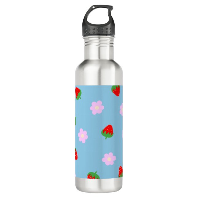 Strawberries & Flowers 710 Ml Water Bottle (Front)