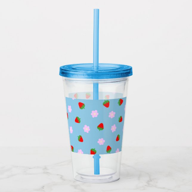 Strawberries & Flowers Acrylic Tumbler (Front)