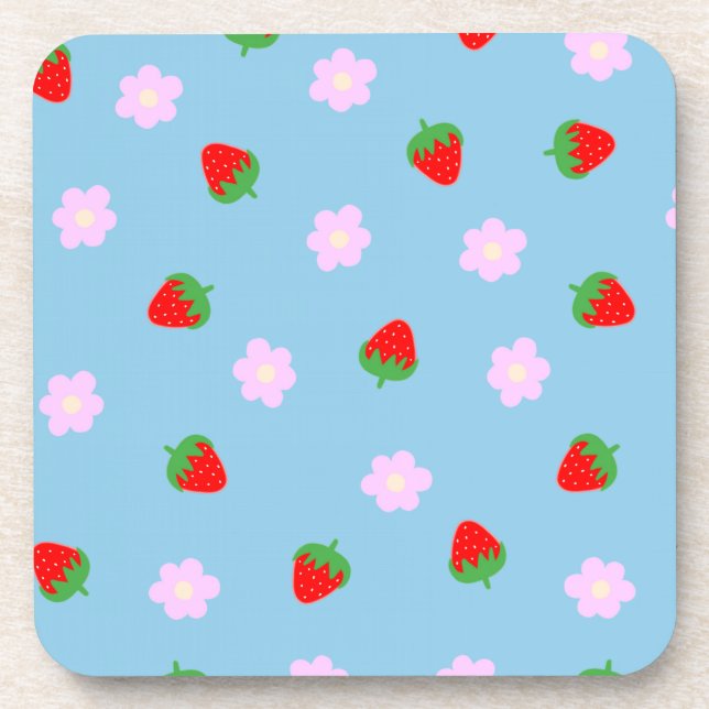 Strawberries & Flowers Coaster (Front)