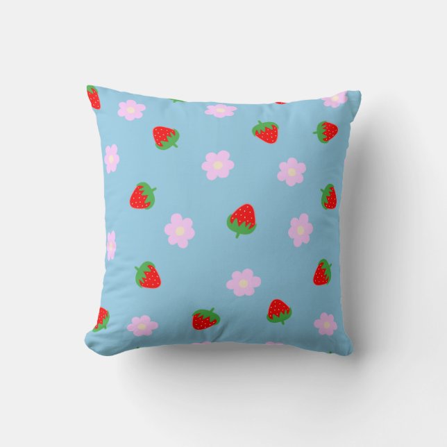Strawberries & Flowers Cushion (Front)