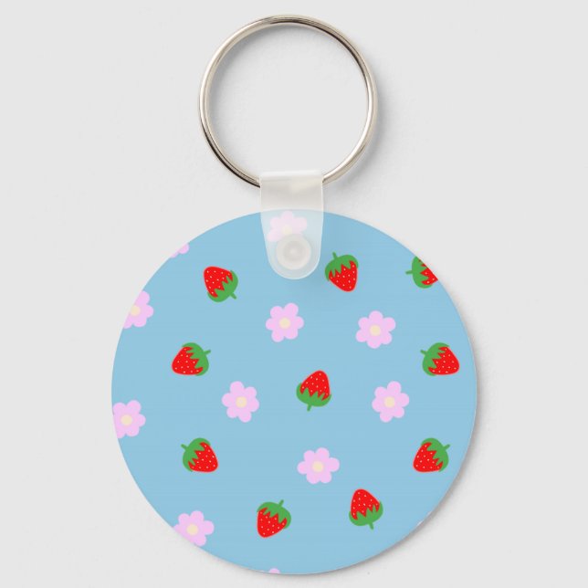 Strawberries & Flowers Key Ring (Front)