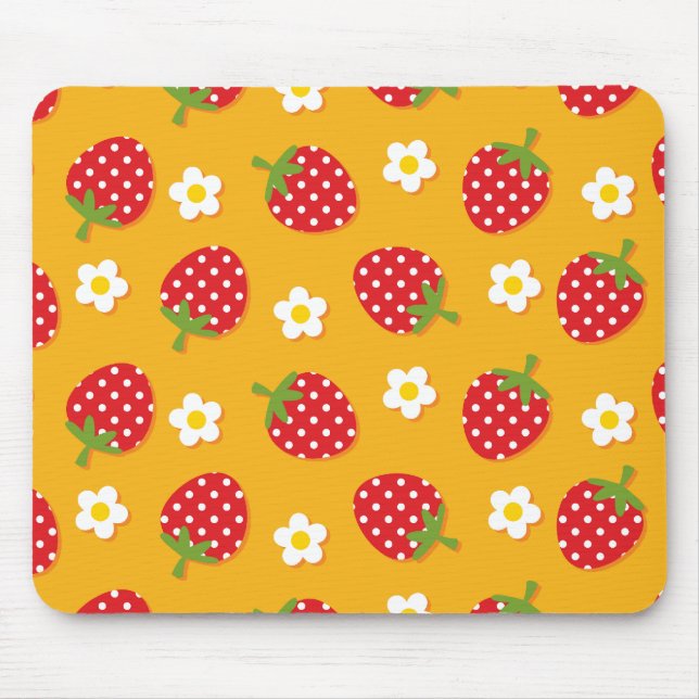 Strawberries & Flowers Mouse Mat (Front)