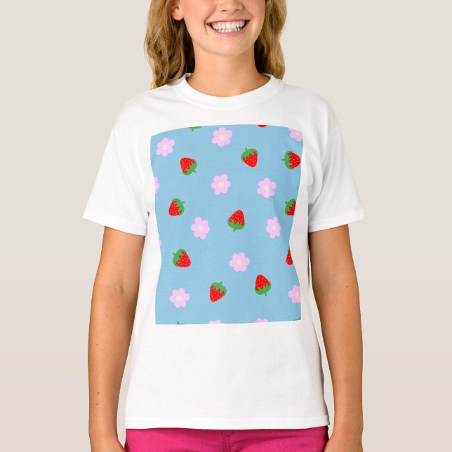 Strawberries & Flowers T-Shirt (Front)