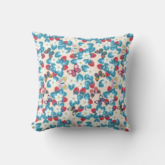 Strawberries folk cushion (Front)