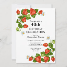 Strawberries Frame 40th Birthday Photo Party