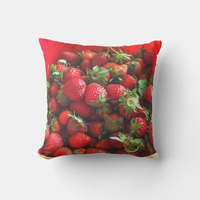 Strawberries | fresh picked red berries cushion (Front)