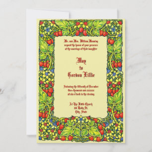 Strawberries Fruit & Floral Border Wedding Invitation