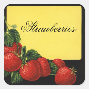STRAWBERRIES Fruit Preserve,Canning Square Sticker