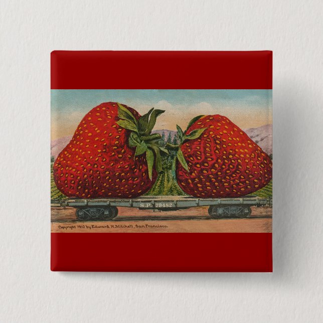 Strawberries Giant Antique Fruit Fun 15 Cm Square Badge (Front)