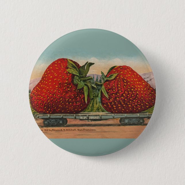 Strawberries Giant Antique Fruit Fun 6 Cm Round Badge (Front)