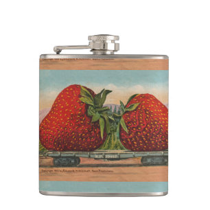Strawberries Giant Antique Fruit Fun Hip Flask