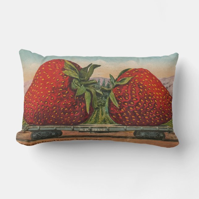 Strawberries Giant Antique Fruit Fun Lumbar Cushion (Front)