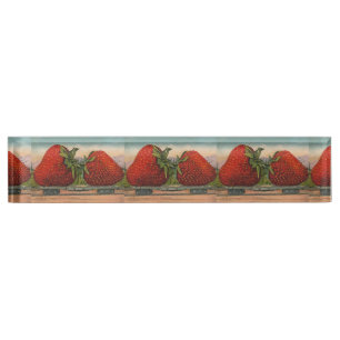 Strawberries Giant Antique Fruit Fun Nameplate