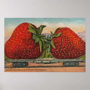Strawberries Giant Antique Fruit Fun Poster