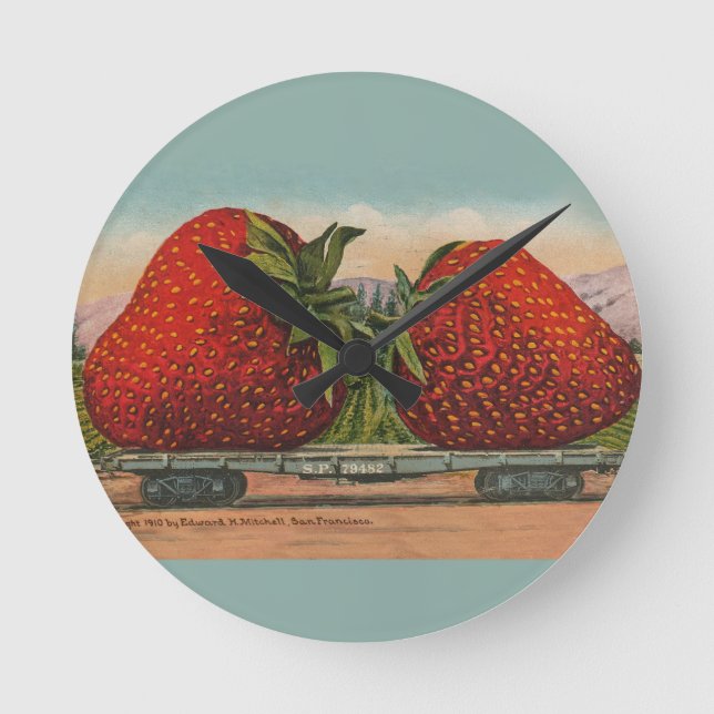 Strawberries Giant Antique Fruit Fun Round Clock (Front)
