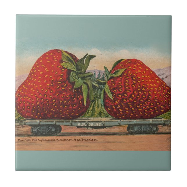 Strawberries Giant Antique Fruit Fun Tile (Front)