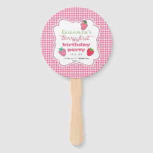 Strawberries Girl's Berry First Birthday Party Hand Fan