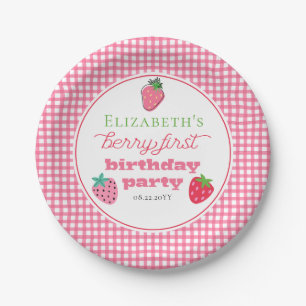 Strawberries Girl's Berry First Birthday Party Paper Plate