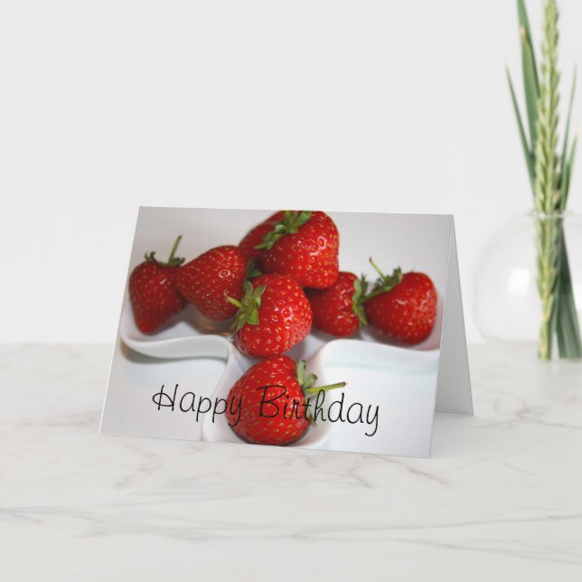 Strawberries Happy Birthday Card (Front)