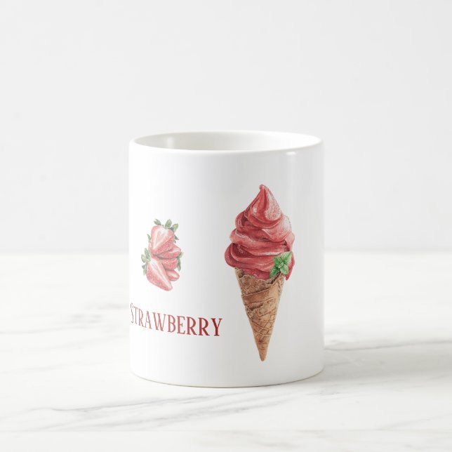 Strawberries Ice Cream Cone Coffee Mug (Center)