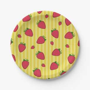 Strawberries Illustration Paper Plate