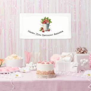 Strawberries in a Bucket Birthday Banner