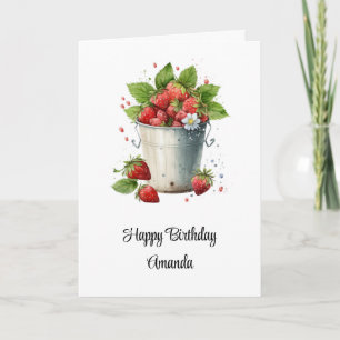 Strawberries in a Bucket Birthday Card