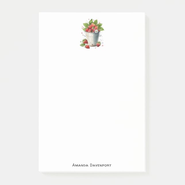 Strawberries in a Bucket Post-it Notes (Front)