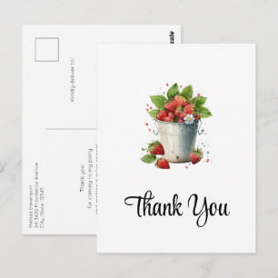Strawberries in a Bucket Thank You Postcard