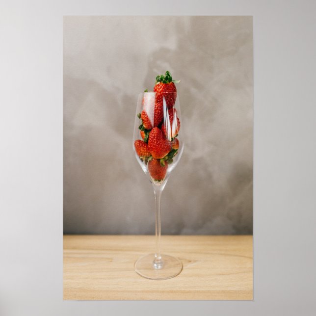 Strawberries in Champagne Glass Poster (Front)