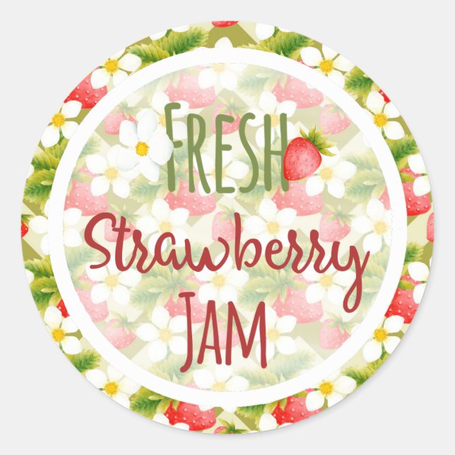 Strawberries  Jam Canning Label (Front)