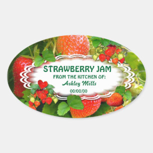 Strawberries Jam ~ Oval Sticker # 2